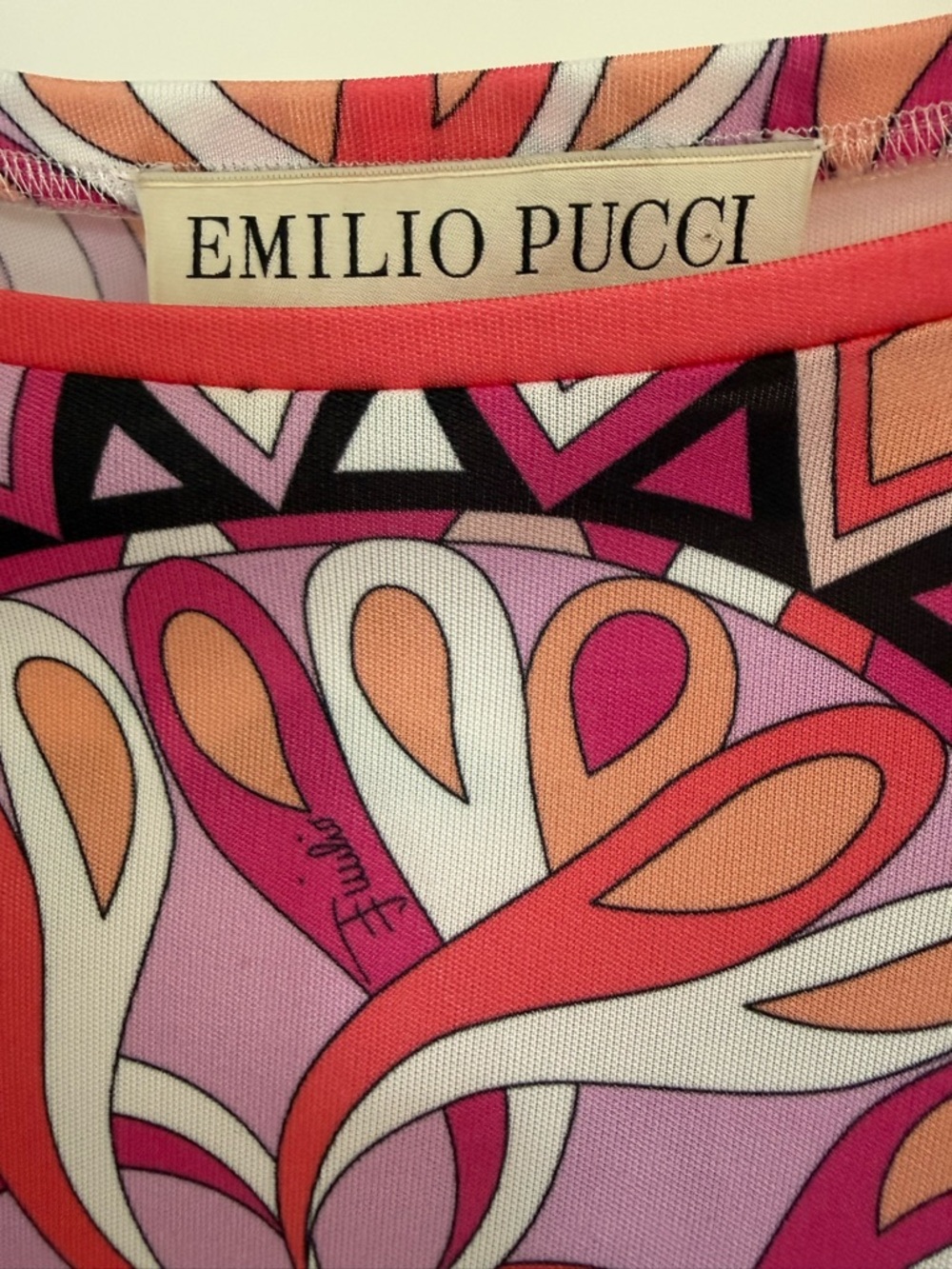 Emilio Pucci Dress Pink Geometric Print Long Sleeve IT 38 US 4 Designer Italy - Picture 5 of 9